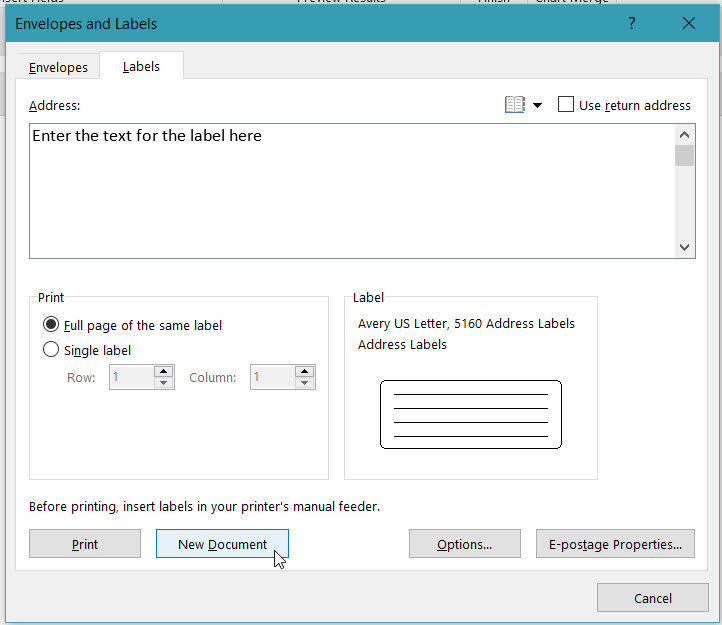 Printing labels in Microsoft Word 2016 - Microsoft Q&A
