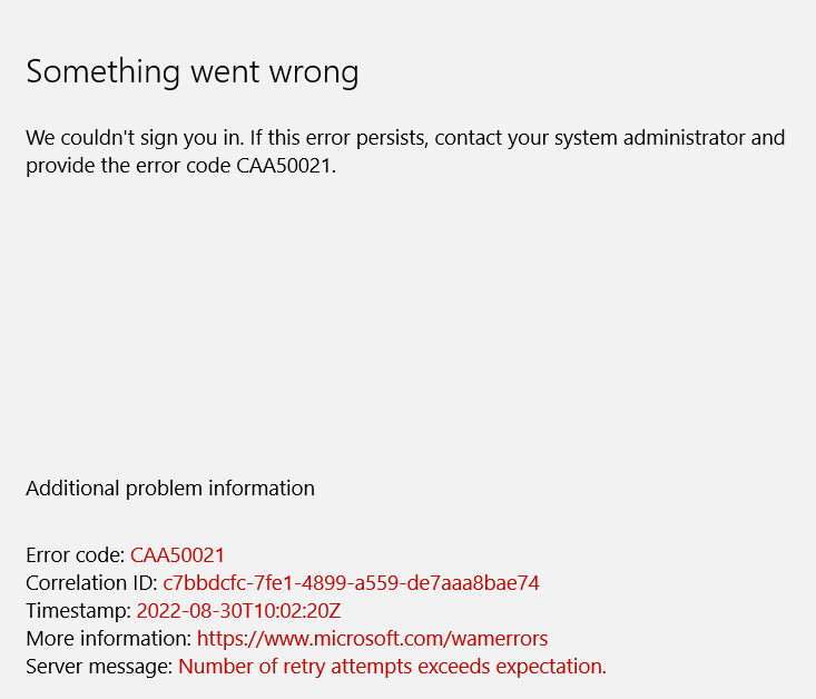 Microsoft Teams Error Code CAA50021 - Microsoft Q&amp;A