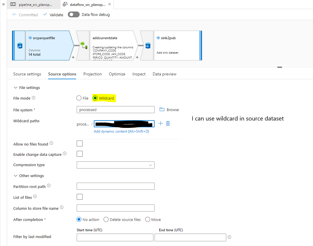 can-i-use-wildcard-in-sink-of-azure-dataflow-microsoft-q-a