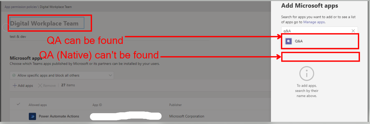 Unable to add app to App Permission policy - Microsoft Q&A