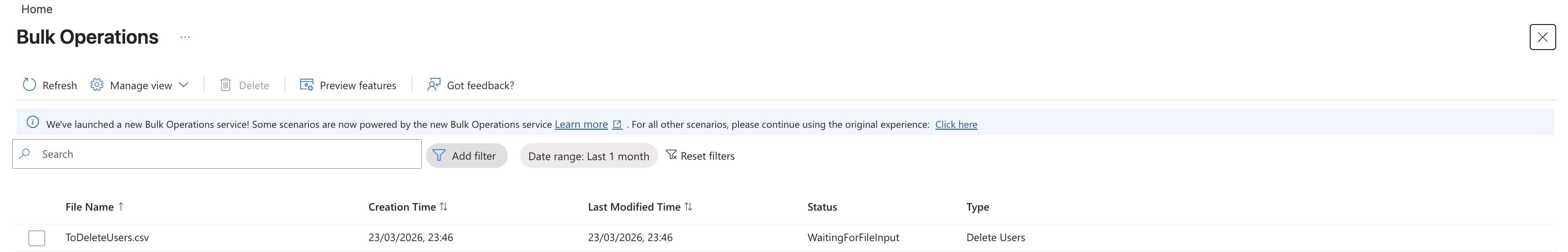 we want to delete the users in Microsoft Entra ID using Bulk delete ...
