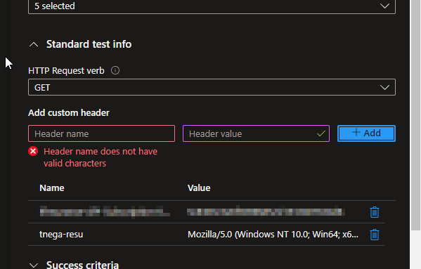 Forbidden values in a header name when creating availability test ...