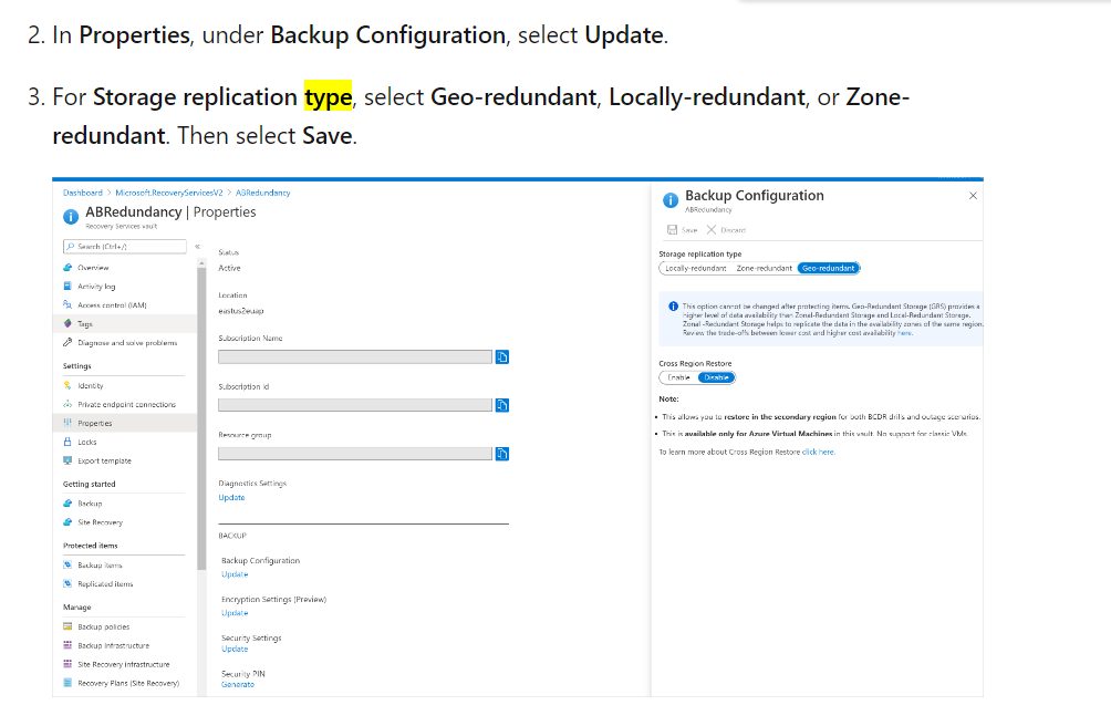Storage replication type of a backup - Microsoft Q&A