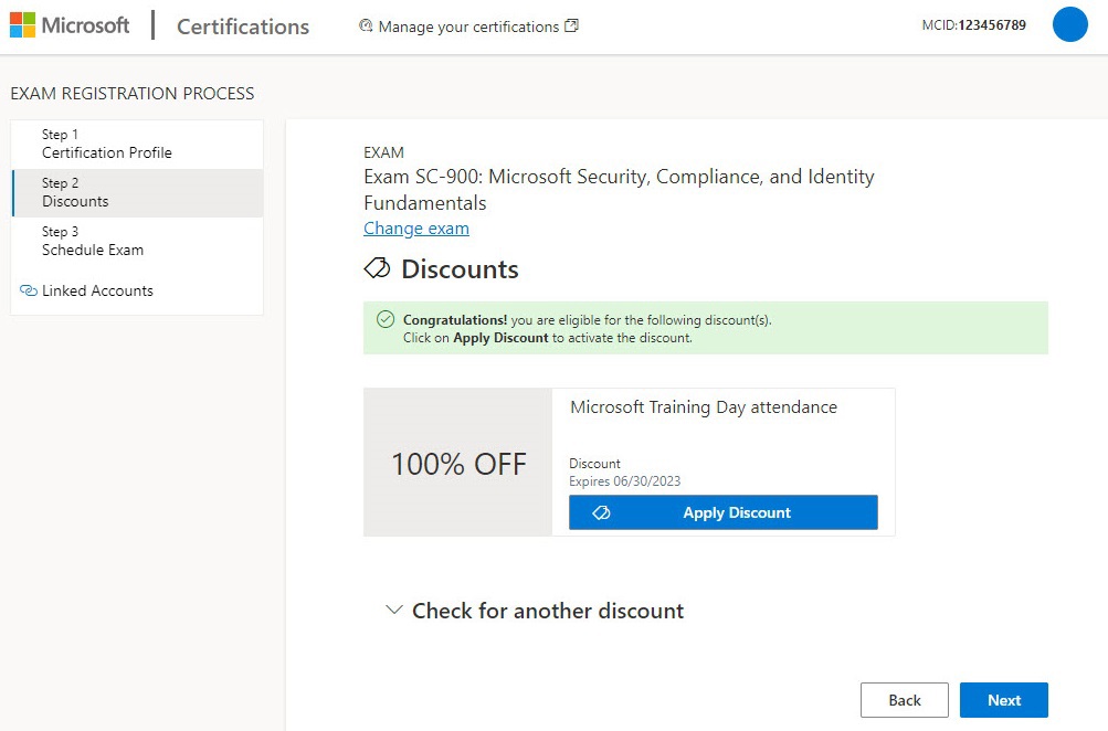 SC-900 exam discount page