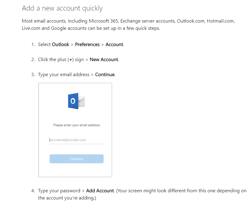 microsoft exchange add email account