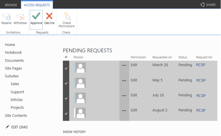 Access request section in on premisis and online - Microsoft Q&A