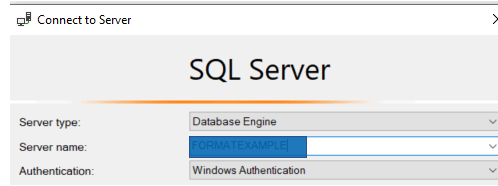 Microsoft SQL Server Connect to Database highlighted in Black and Blue ...