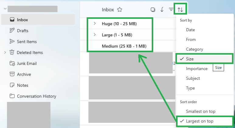 how do I find the email size in the new outlook? - Microsoft Q&A