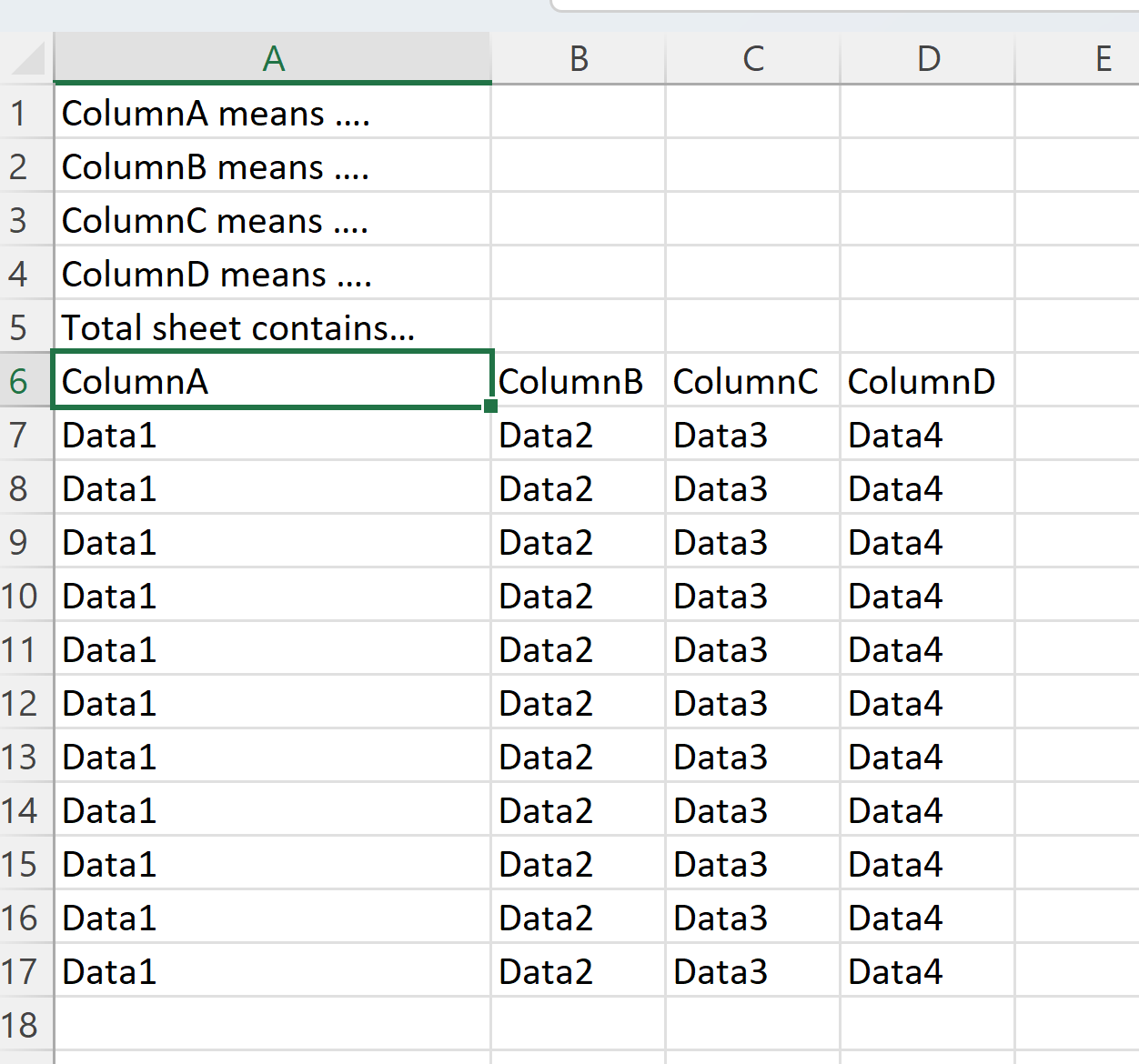 how to call sharepoint end point to load excel from a row A6 as