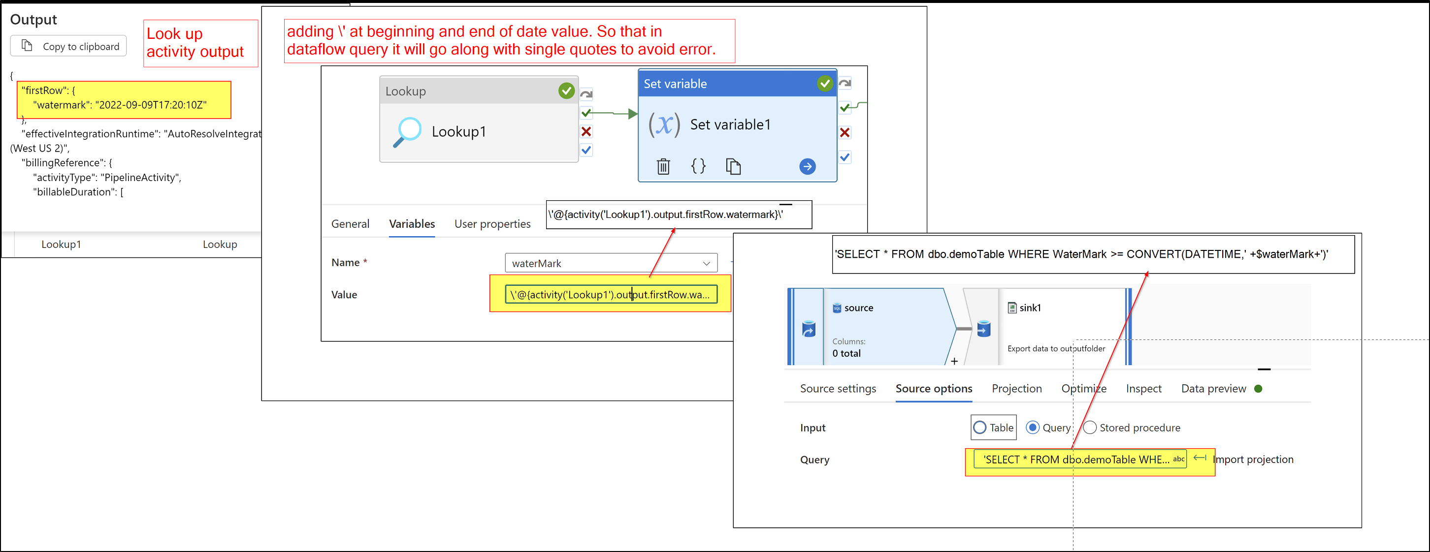 Pass result from look up activity in a Azure data pipeline to dataflow ...