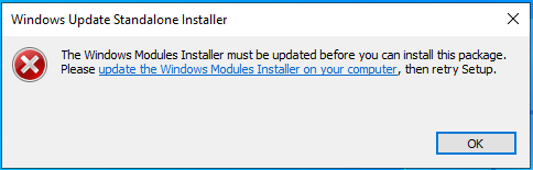 The windows module installer must be updated before you can install ...