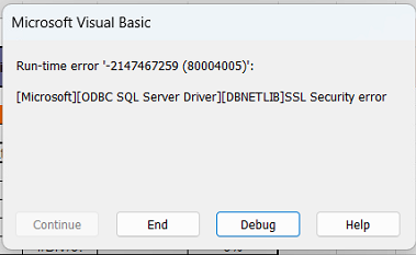 Win11 ODBC problems connect Excel to SQL Server 2008 R2 