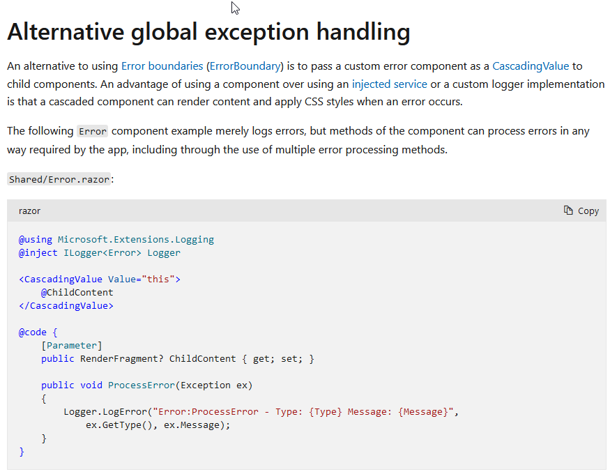 No way to capture exceptions without installing a global error