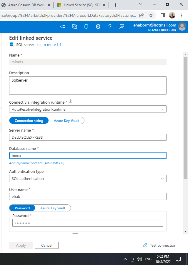 Linked Service Sql Server Test Connection Failed Microsoft Q A Linked Service Sql Server Test Connection Failed Microsoft Q A