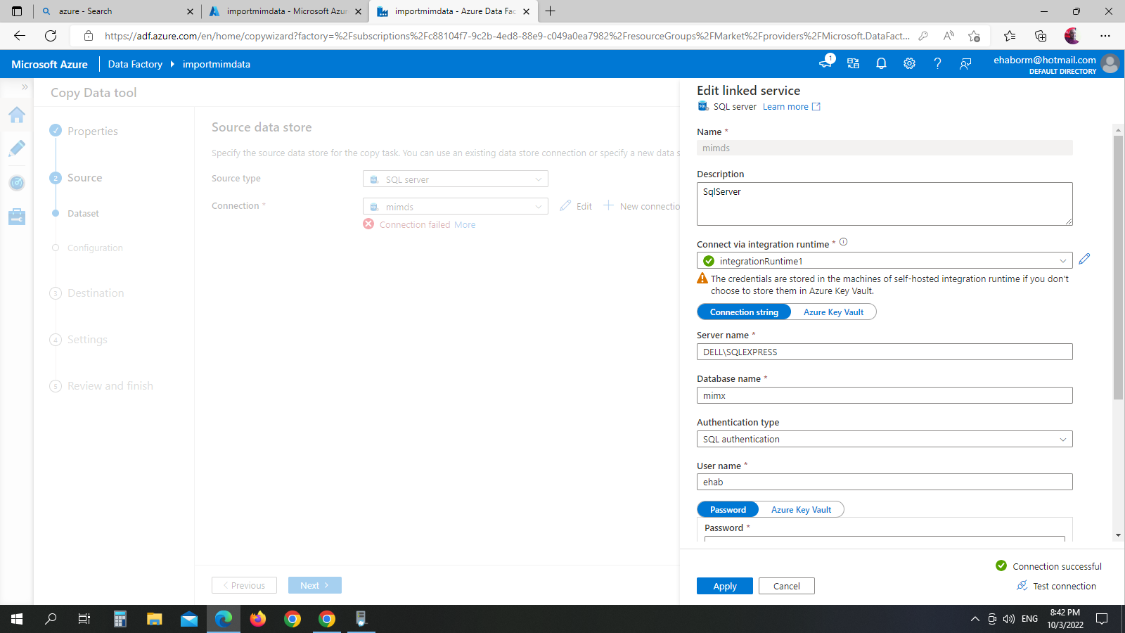 Linked Service Sql Server Test Connection Failed Microsoft Q A Linked Service Sql Server Test Connection Failed Microsoft Q A