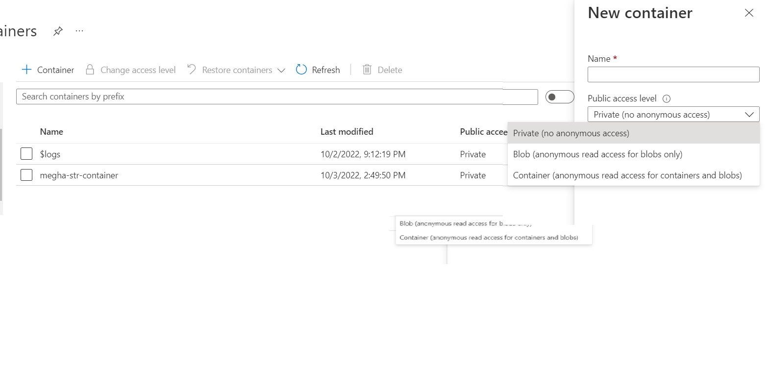 when we create a container within a storage account, how do we know