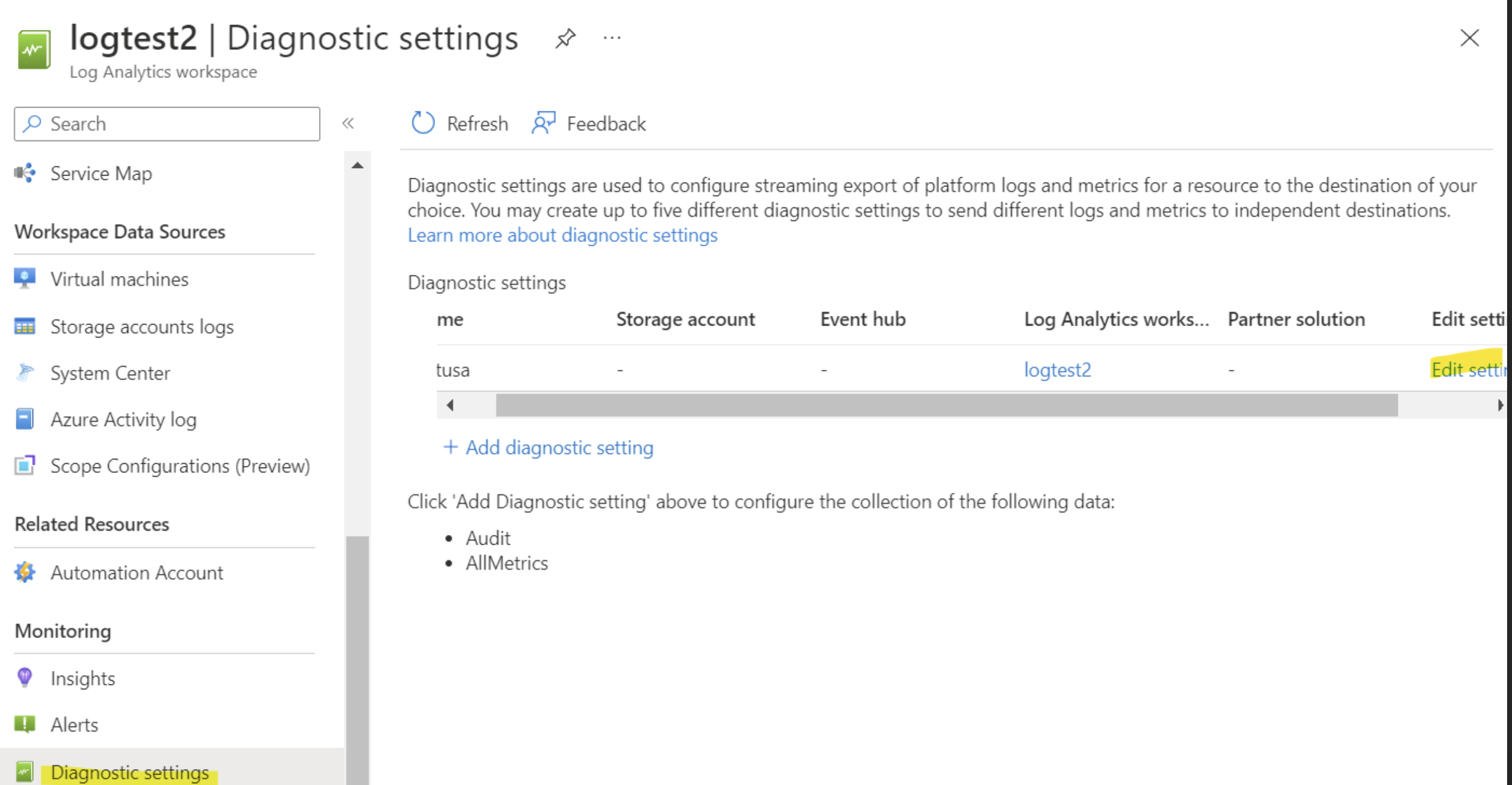 Can we turn-off/disable Diagnostic settings from SQL database without ...