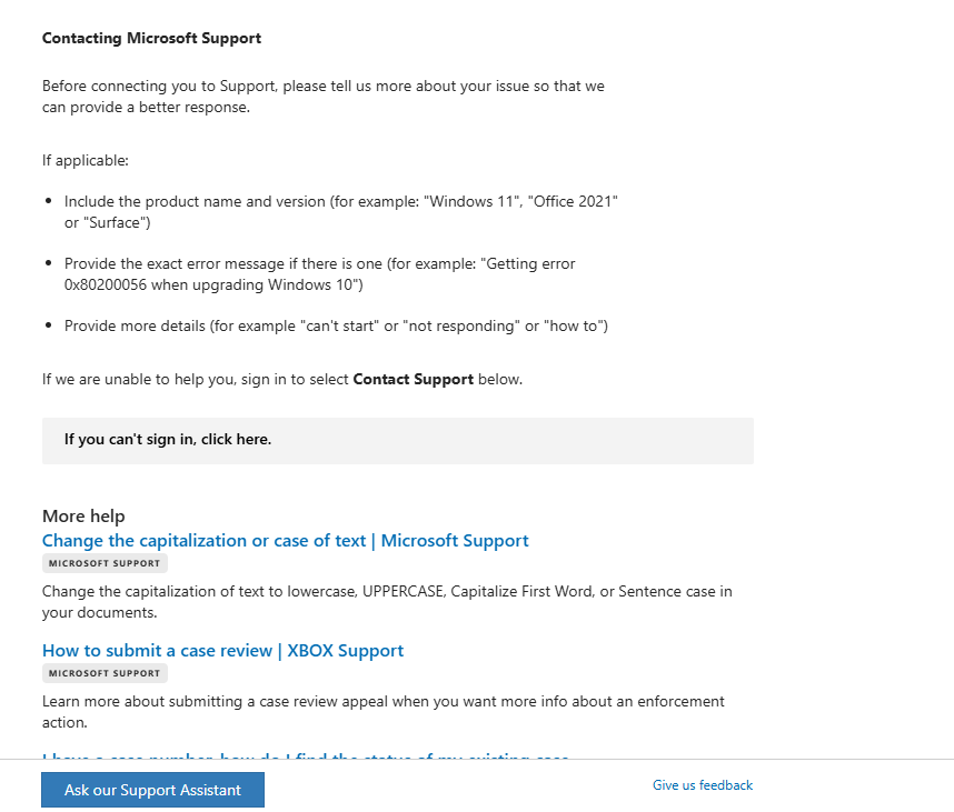 What 'contact support' box there's literally nothing there? - Microsoft Q&A