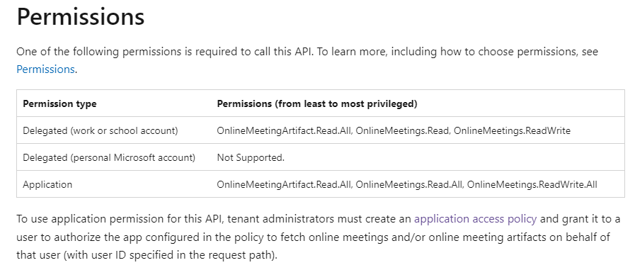 Get onling meeting with API - Microsoft Q&A