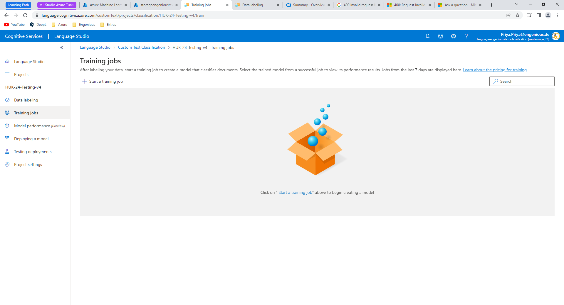 Unable to Train the model in Language studio - Single Label Text ...