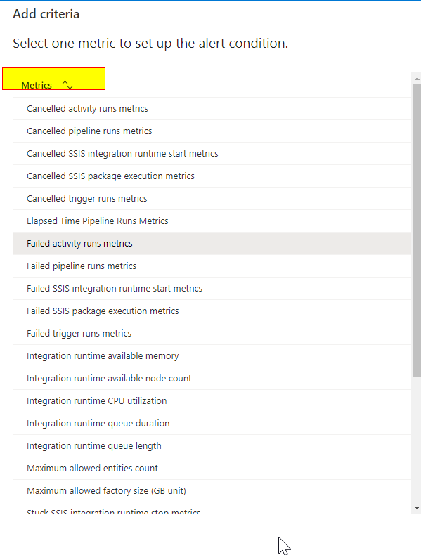 Dimensions and Values not showing for alerts in Data Factory ...