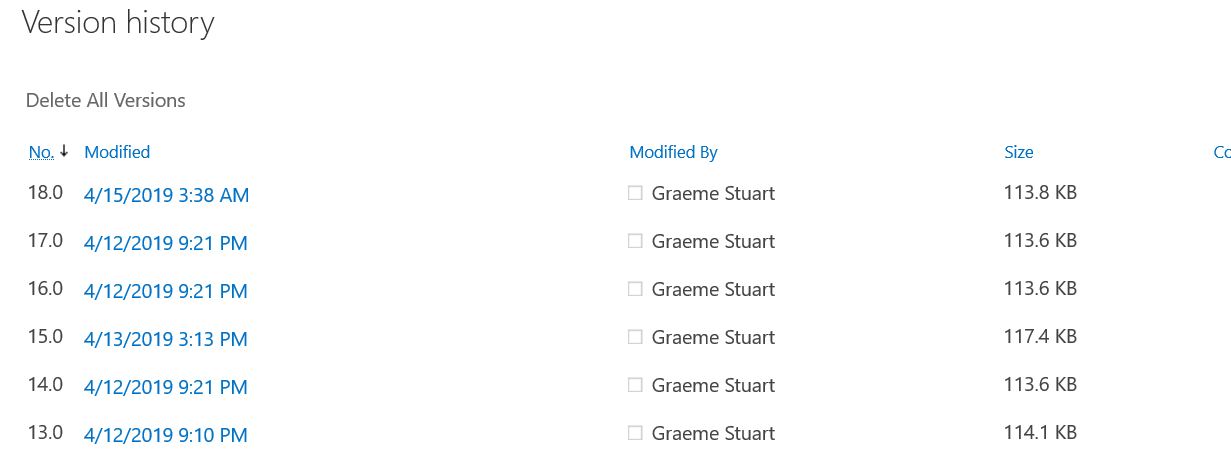 More recent OneDrive files in history than the 