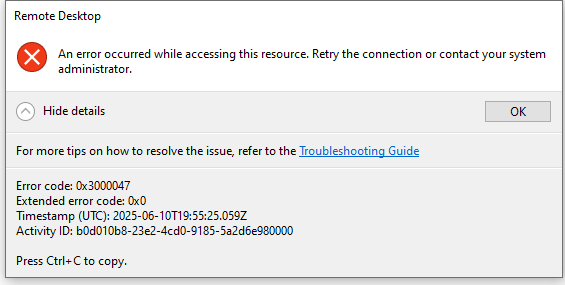 Unable to connect to new azure virtual desktop host pool - Microsoft Q&A
