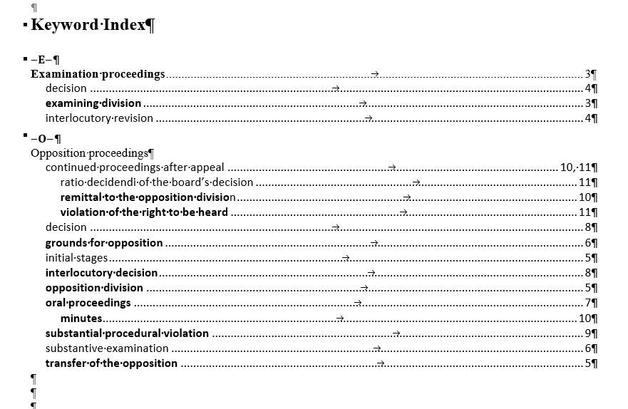 In my keyword index, some entries are in bold, but some aren't. The XE ...
