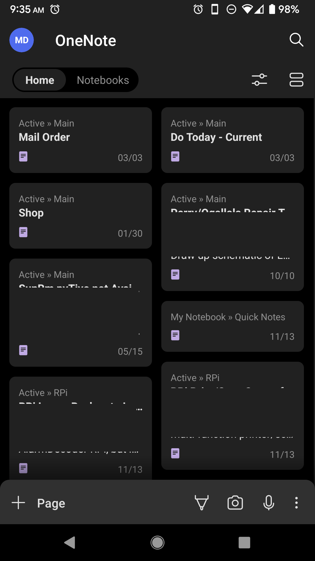 OneNote Android: How to manage cards on home screen? - Microsoft Q&A