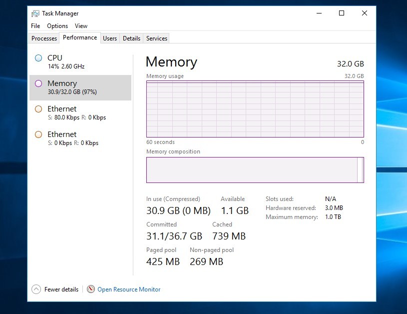windows server 2016 high memory usage - Microsoft Q&A