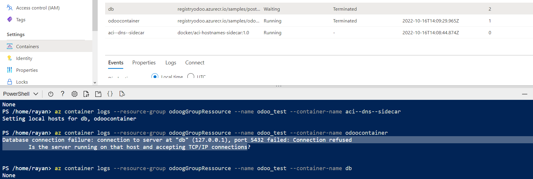 Unable to connect to PostgreSQL DB. Connection Refused