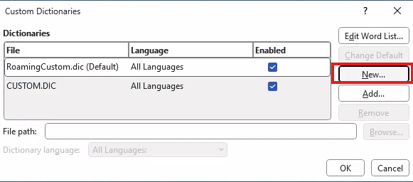 Dictionary will not accept a new word (Word for Windows) - Microsoft Q&A