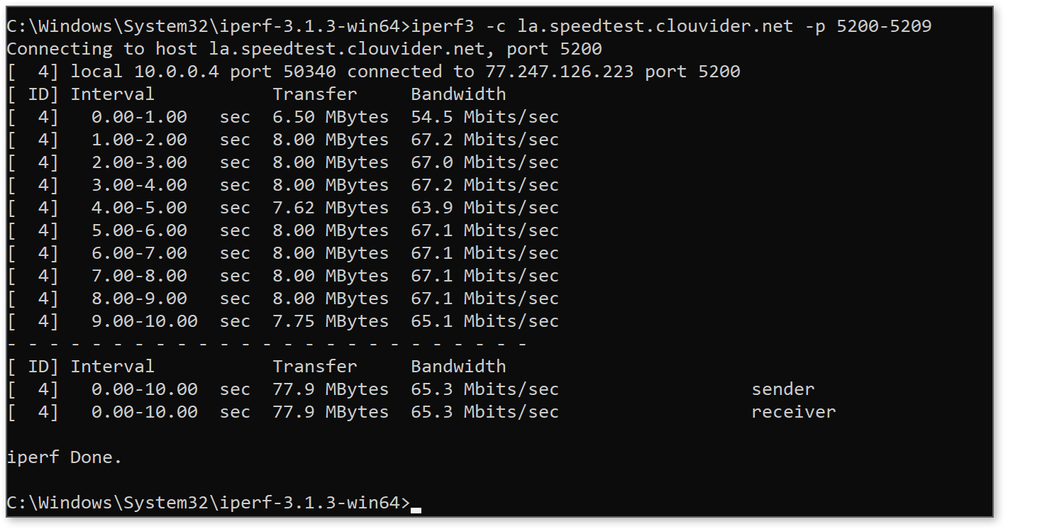 Azure. When measuring the speed using iperf, the speed does not exceed ...