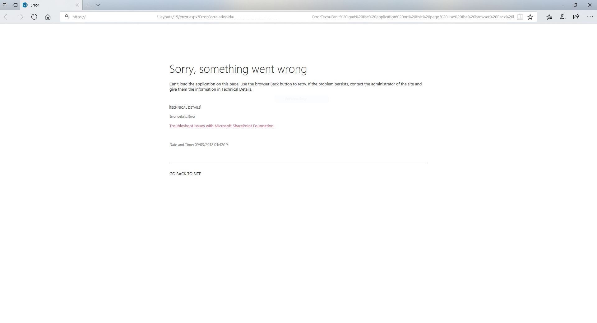 Sorry, Something went wrong - Microsoft Q&A