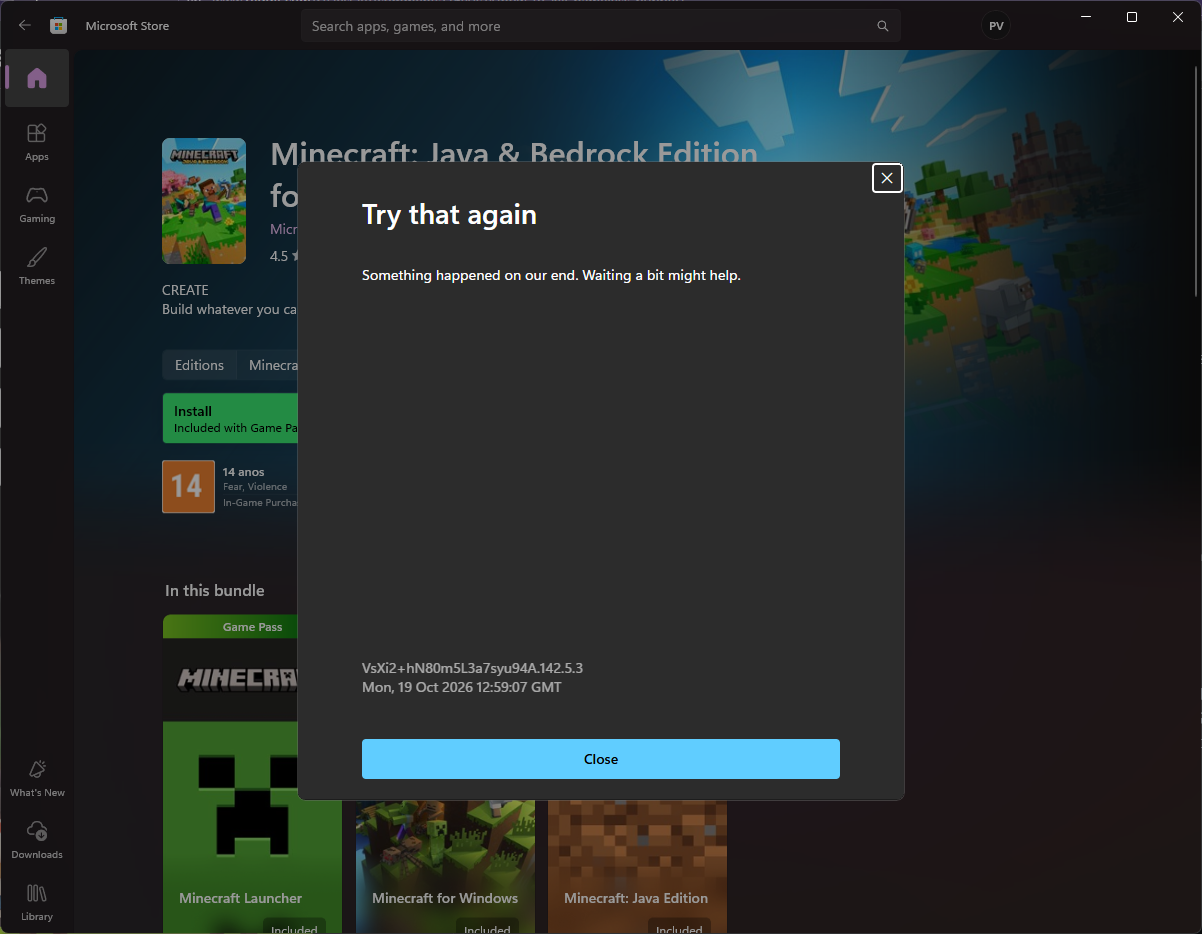 Try that again error when trying to buy a gift in Microsoft Store ...