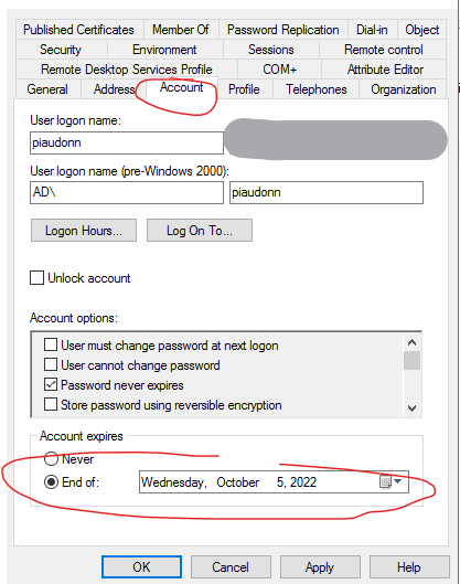 ADFS trying to authenticate for expired account - Microsoft Q&A