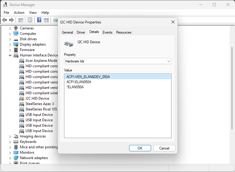 I2C HID device won't start Error code : 10 - Microsoft Q&A