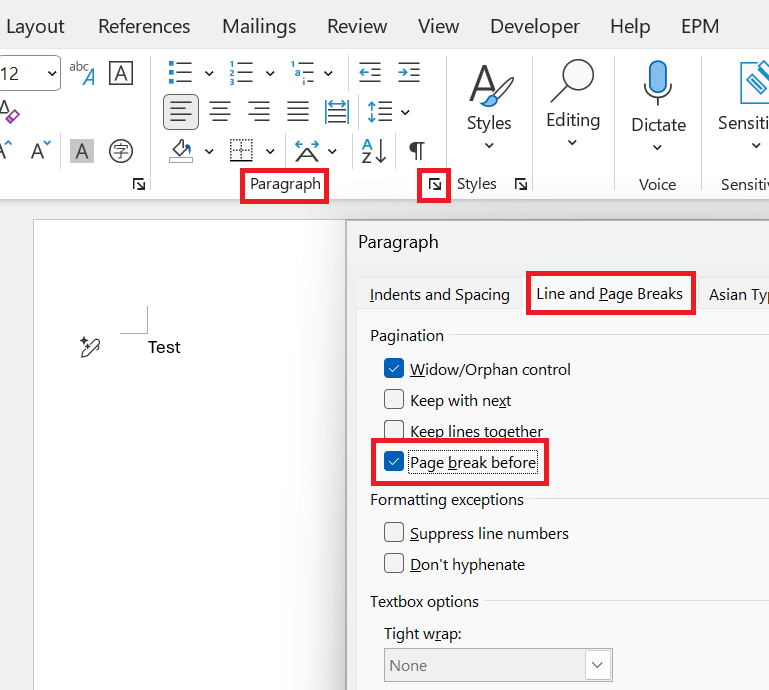 Page break format issue - Microsoft Q&A
