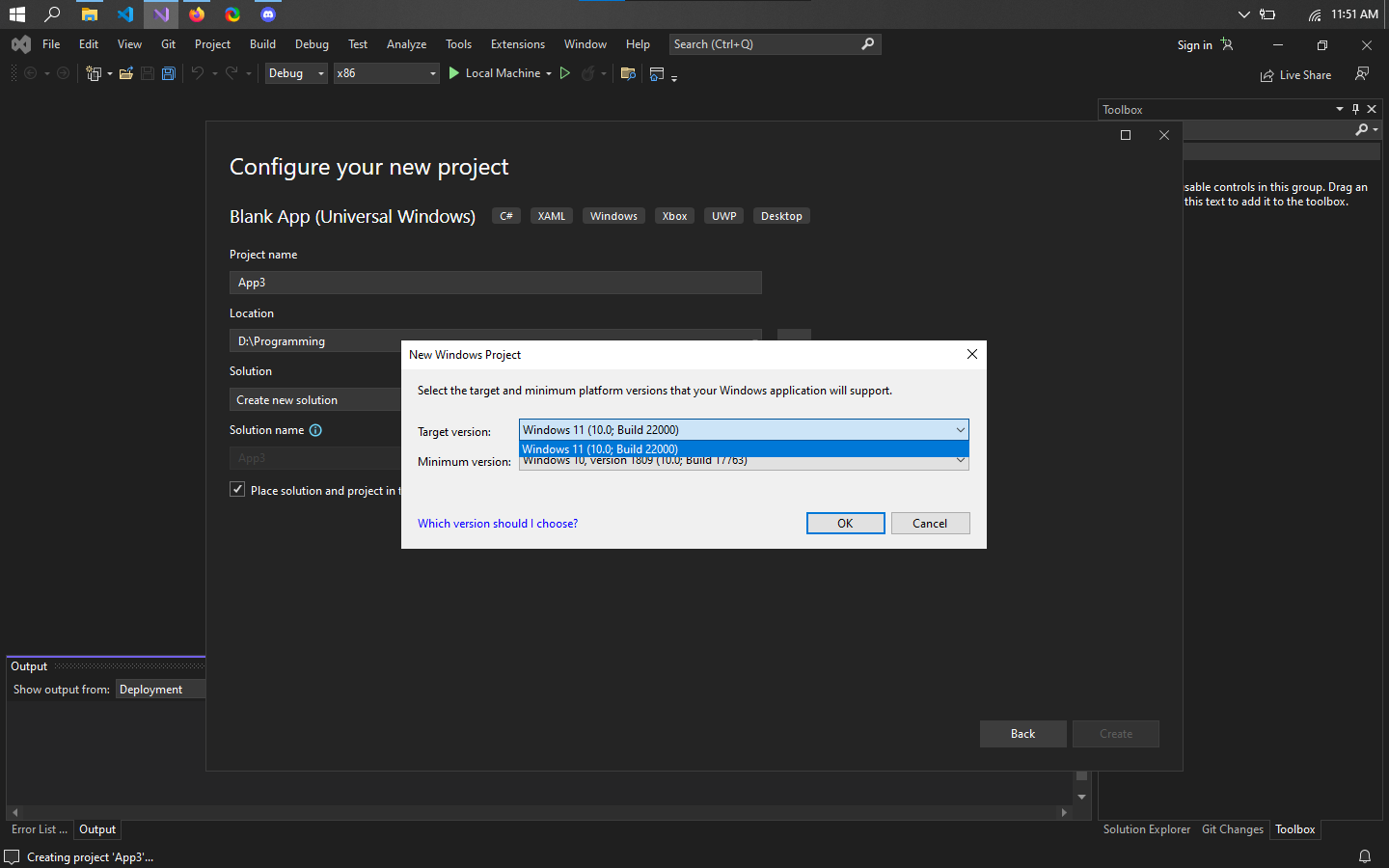 visual studio requires a new version of Windows to display this content ...