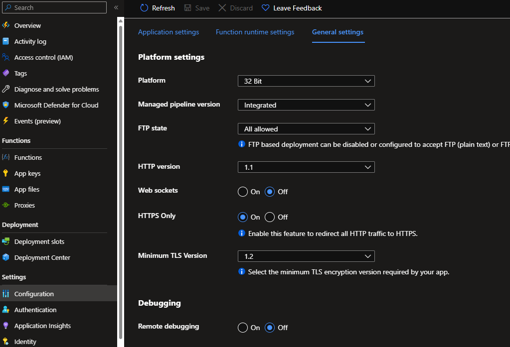 Azure Function TLS version Errpr - Microsoft Q&A