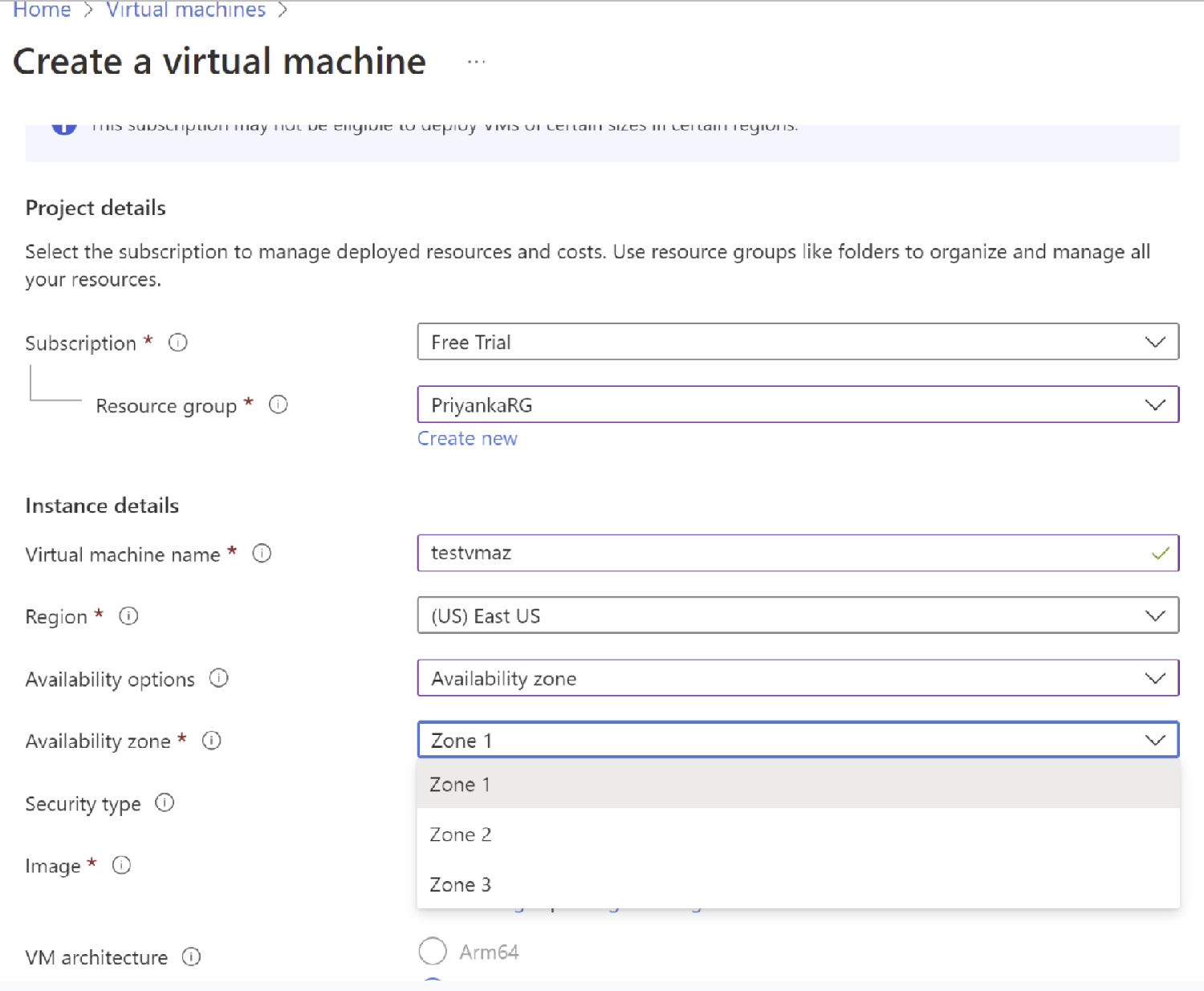 Availability zone check box is missing - Microsoft Q&A
