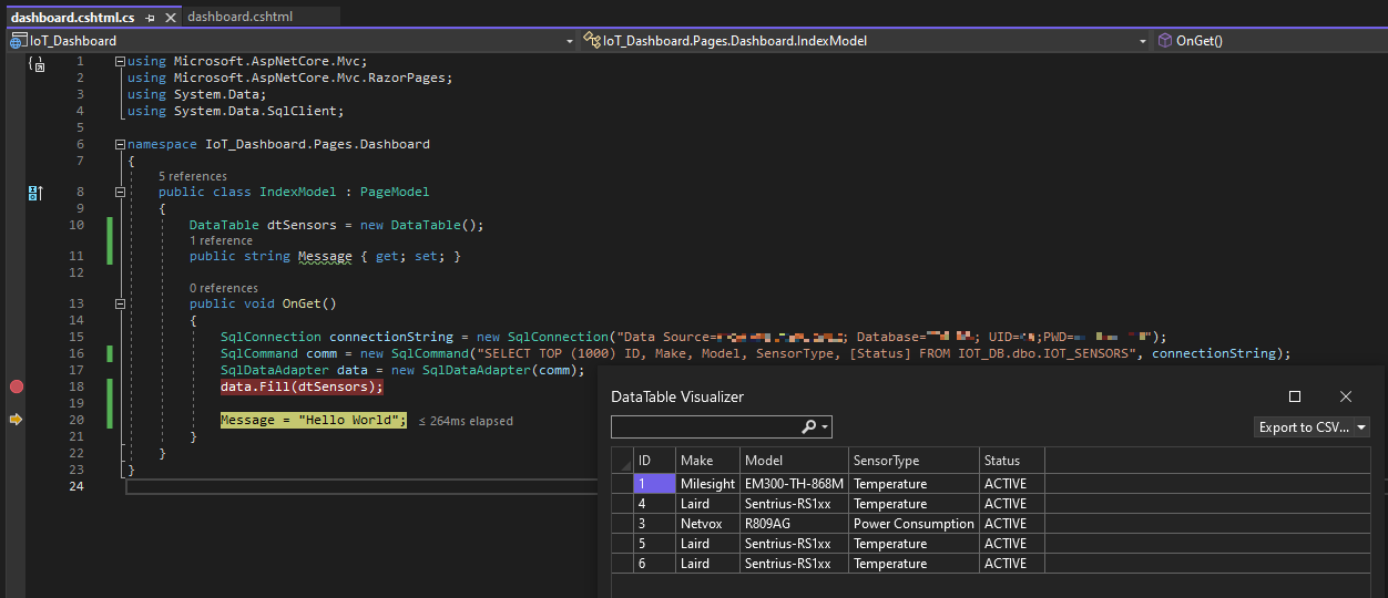 ASP.NET Core Web App - Looping through a DataTable - Microsoft Q&A