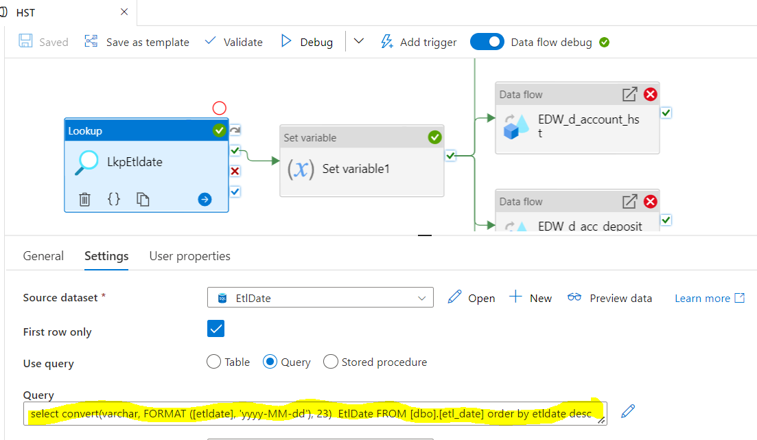 dynamic expression in pre SQL script on Azure SQL sink results in error  running pipeline - Microsoft Q&A