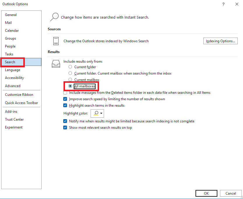 GPO for Outlook that will change the default search option to 