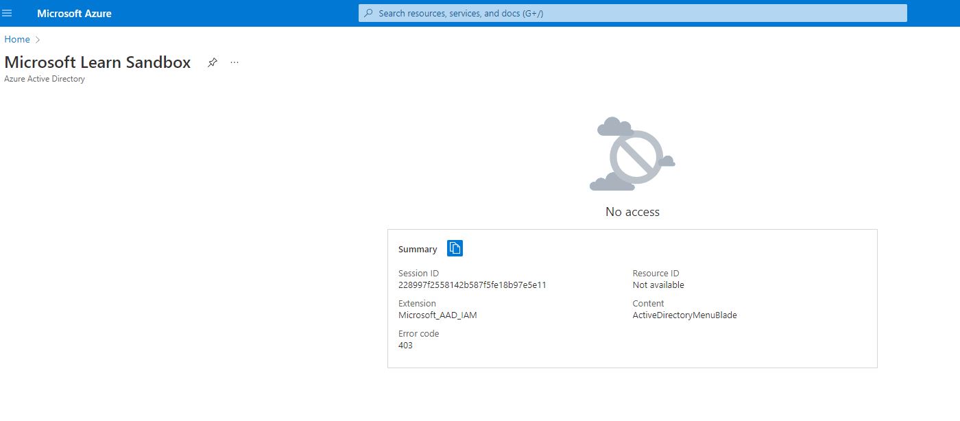 unable to crete Azure Active Directory tenant in Microsoft Sandbox