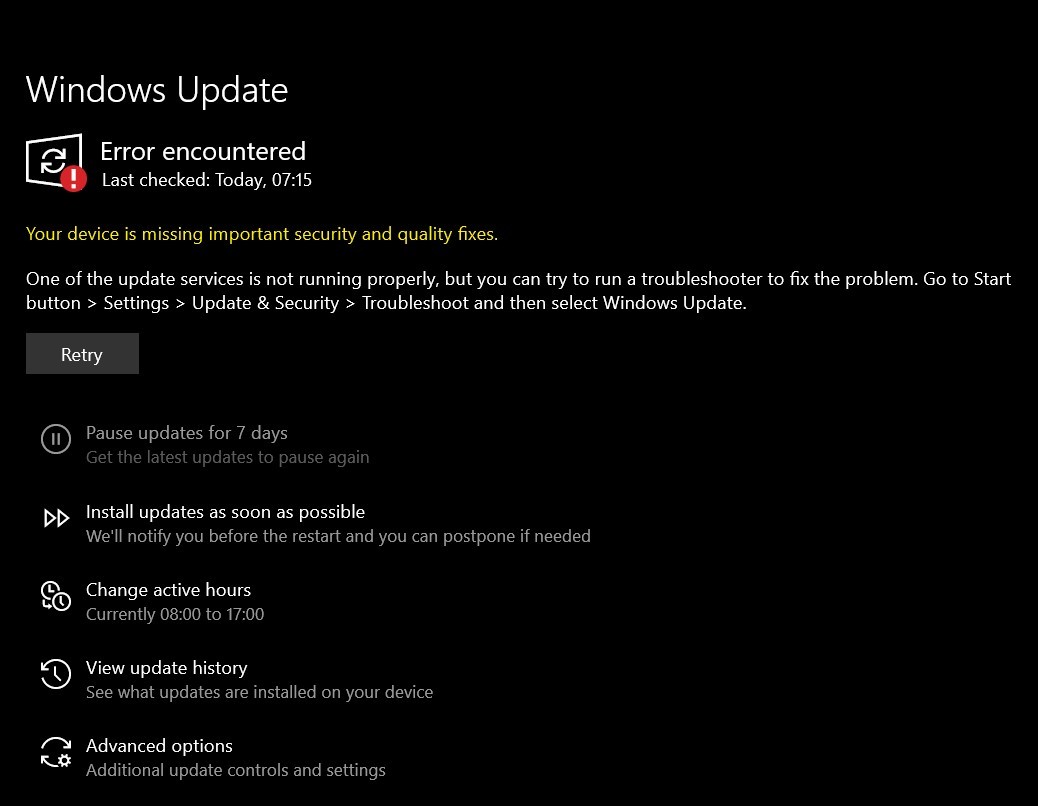 i cannot check for updates in windows 10 - Microsoft Q&A