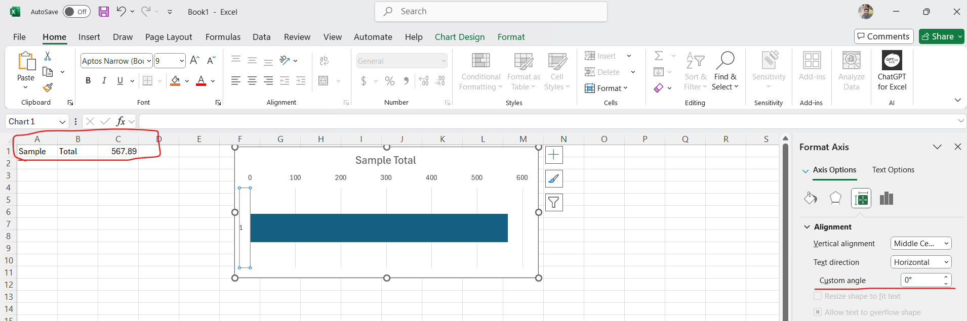 Chart disappears when axis labels are rotated by 30 degree with