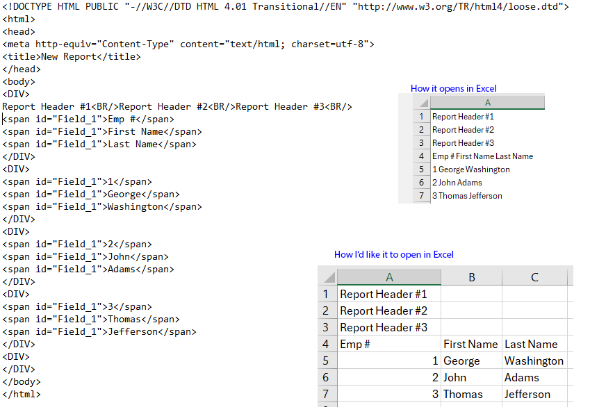 Opening an .html file with columnar data in Excel - Microsoft Q&A