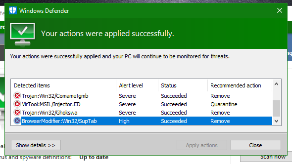 Details of Viruses Detected via Windows Defender - Microsoft Q&A