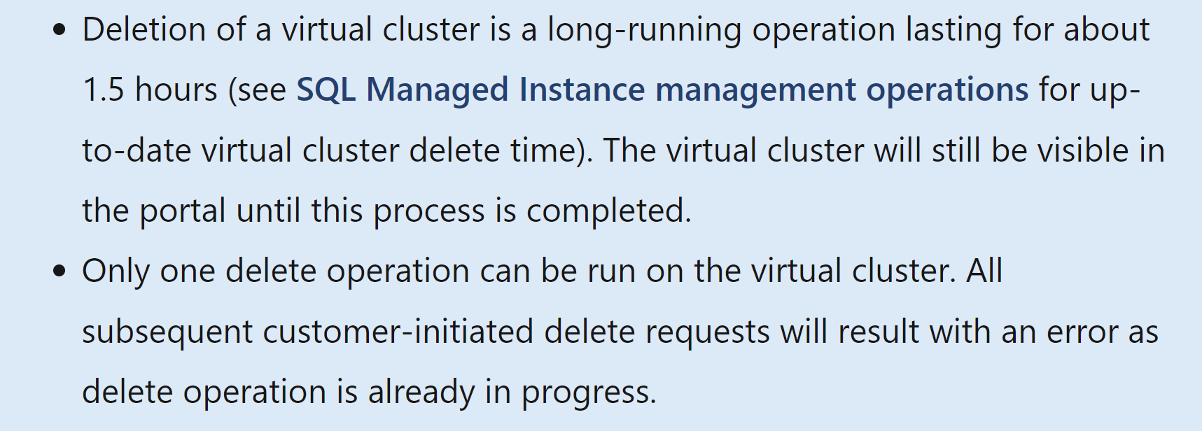 When deleting SQL Managed Instance, if there is a lot of data inside ...